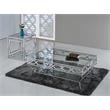Best Master Furniture Abigail Glass and Stainless Steel Base End Table in Silver