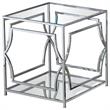 Best Master Furniture Abigail Glass and Stainless Steel Base End Table in Silver