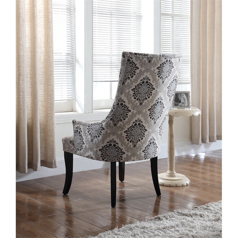 Best Master Adelmo Floral Pattern Fabric Upholstered Accent Chair in Natural