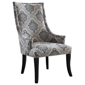 best master adelmo floral pattern fabric upholstered accent chair in natural