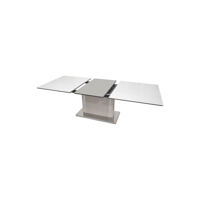 Best Master Furniture Alaskan Extendable High Gloss Dining Table in White/Gray