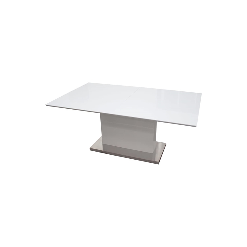 Best Master Furniture Alaskan Extendable High Gloss Dining Table in White/Gray