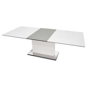 best master alaskan extendable high gloss wood dining table in white/gray