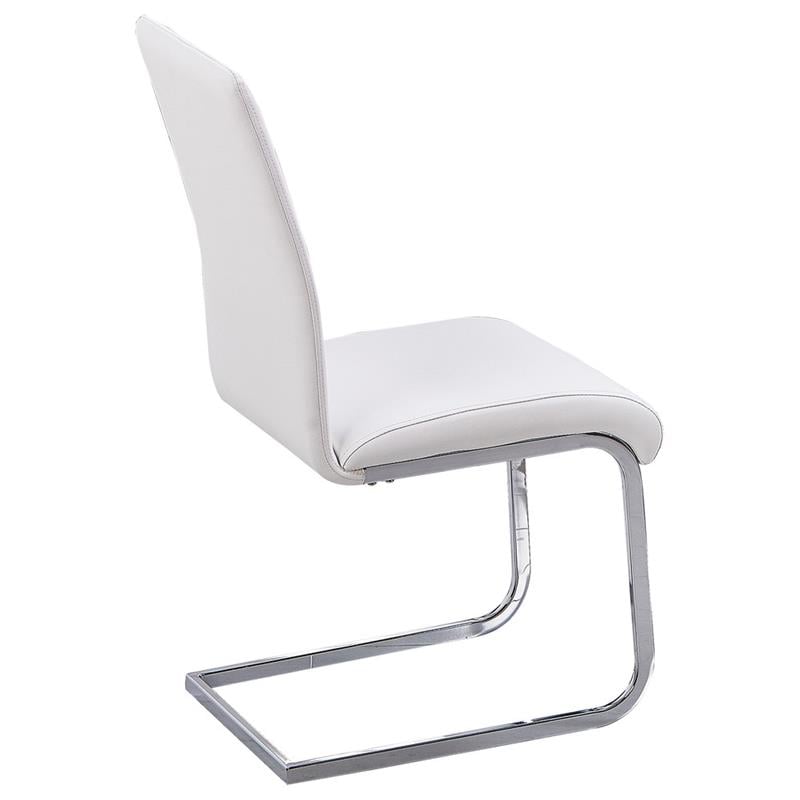 Best Master Alison Faux Leather Chrome Dining Side Chair in White (Set of 2)
