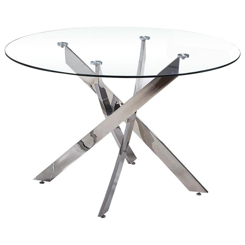 Best Master Alison Modern Round Glass Dining Table in Chrome ...