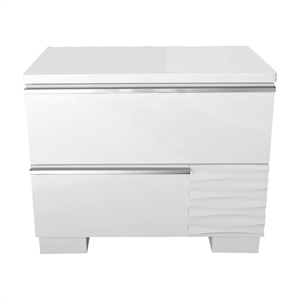 Best Master Athens 2-Drawer Poplar Wood Bedroom Nightstand in White Lacquer