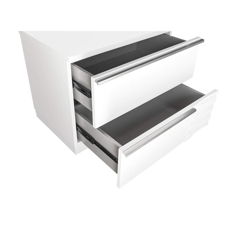 Best Master Athens 2-Drawer Poplar Wood Bedroom Nightstand in White Lacquer