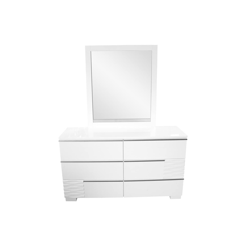 Best Master Athens 2-Piece Poplar Wood Dresser and Mirror Set in White Lacquer