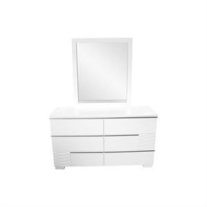 Best Master Athens 2-Piece Poplar Wood Dresser and Mirror Set in White Lacquer