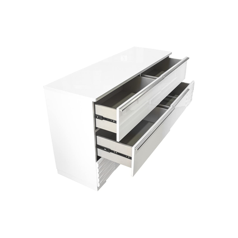 Best Master Athens 2-Piece Poplar Wood Dresser and Mirror Set in White Lacquer