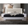 Best Master Athens Cal King Platform Bed with LED Lighting in White Lacquer