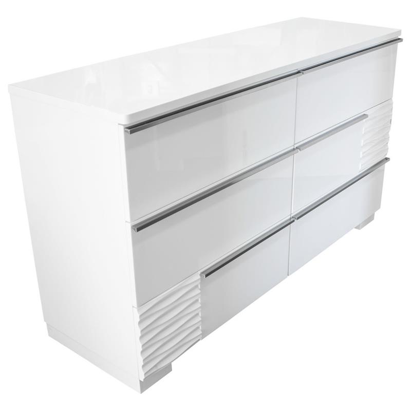 Best Master Athens Poplar Wood Bedroom Dresser in White Lacquer