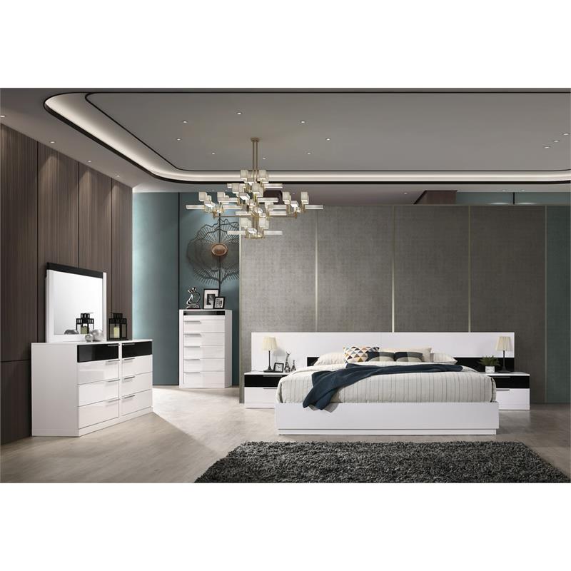 Best Master Bahamas 6-Drawer Poplar Wood Bedroom Chest in Black/White