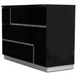 Best Master Barcelona Poplar Wood 3-Drawer Bedroom Dresser in Black High Gloss