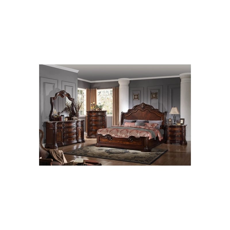 Best Master Barney's Traditional Wood California King Bed in Walnut