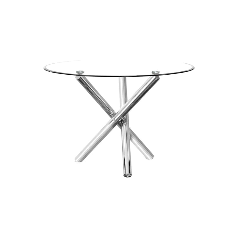 Best Master Beverly 5-Piece Faux Leather Round Glass Dinette Set - Gray