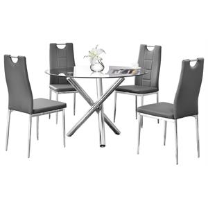 best master beverly 5-piece faux leather round glass dinette set