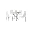 Best Master Beverly 5-Piece Faux Leather Round Glass Dinette Set - White