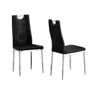 Best Master Beverly Faux Leather Upholstered Side Chair - Black (Set of 2)