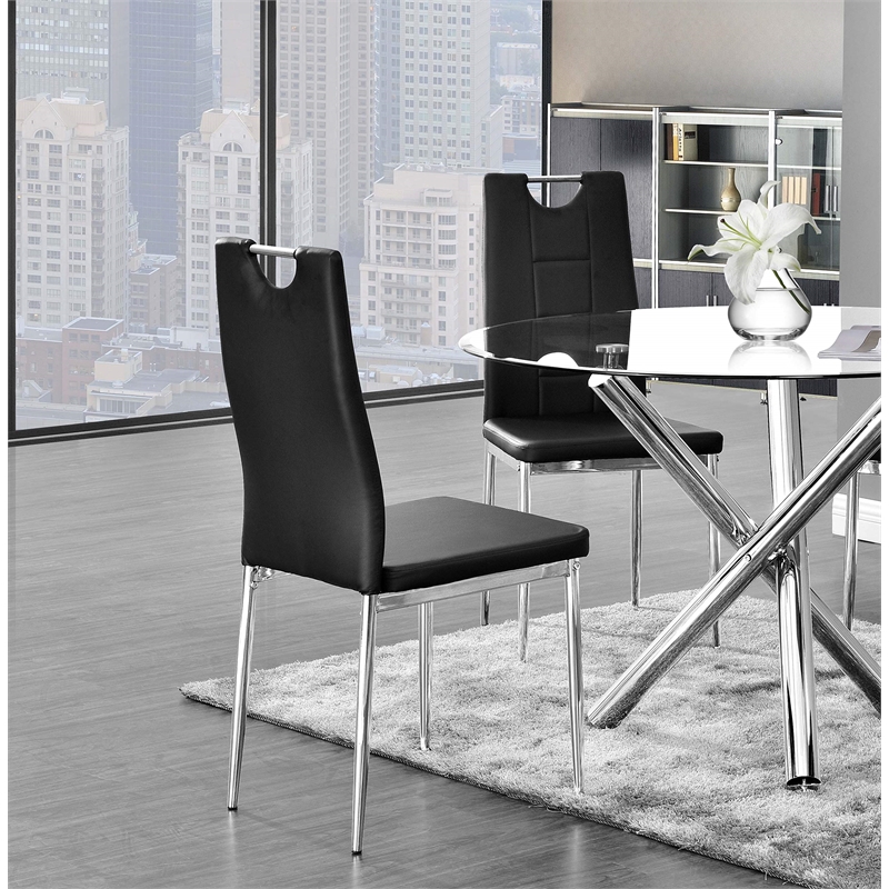 Best Master Beverly Faux Leather Upholstered Side Chair - Black (Set of 2)