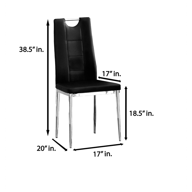 Best Master Beverly Faux Leather Upholstered Side Chair - Black (Set of 2)