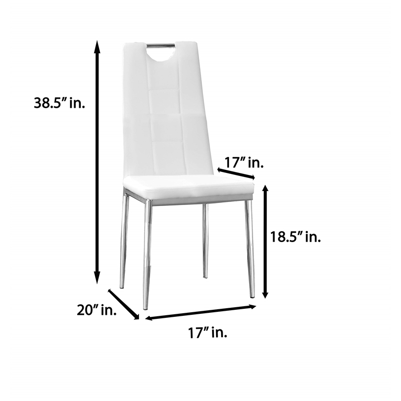 Best Master Beverly Faux Leather Upholstered Side Chair - White (Set of 2)