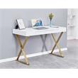Best Master Modern Stainless Steel Frame Computer Desk - Gold High Gloss