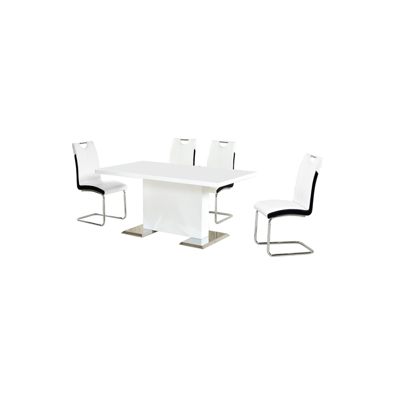 Best Master Bono 5-Piece Modern Solid Wood Dining Set in White