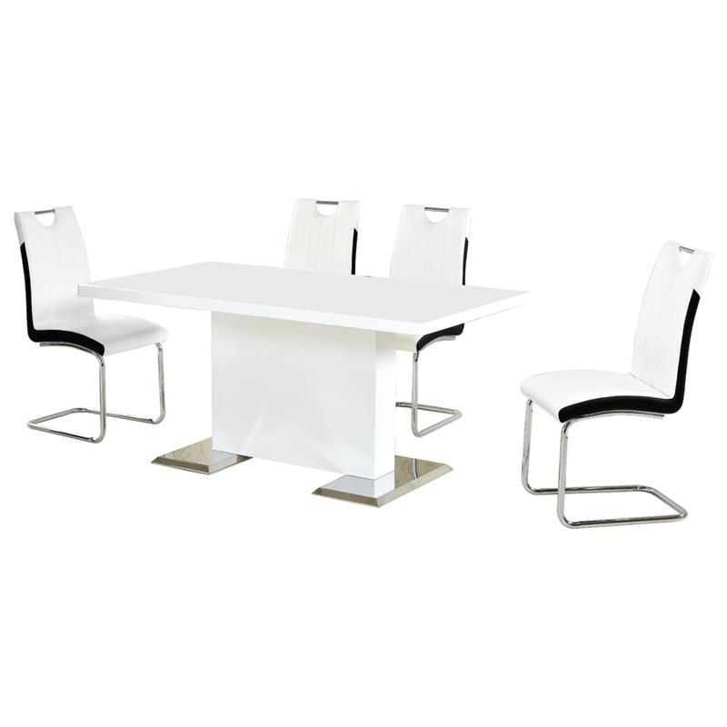 Best Master Bono 5-Piece Modern Solid Wood Dining Set in White