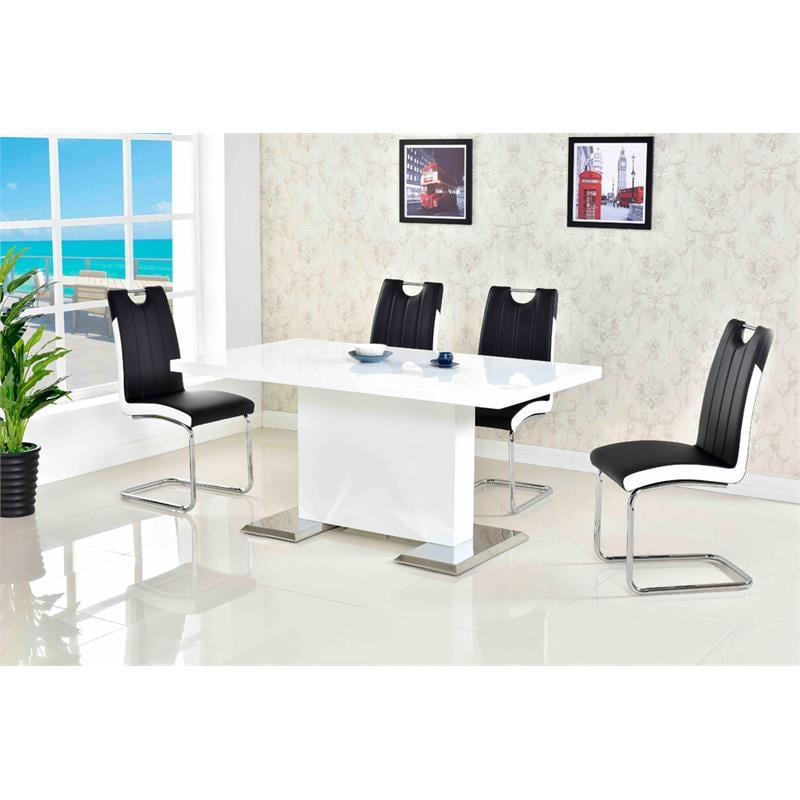 Best Master Bono Faux Leather Modern Dining Side Chair in Black/White (Set of 2)