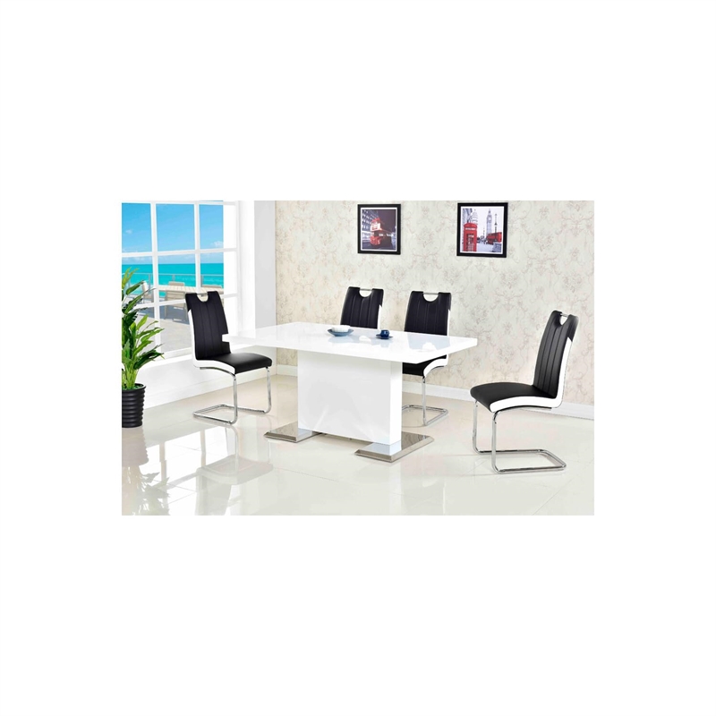Best Master Bono Faux Leather Modern Dining Side Chair in Black/White (Set of 2)