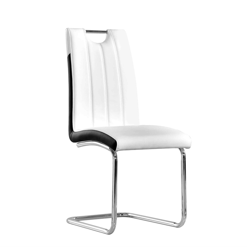 Best Master Bono Faux Leather Modern Dining Side Chair in White/Black (Set of 2)