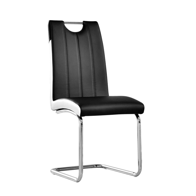 Best Master Bono Faux Leather Modern Dining Side Chair in White/Black (Set of 2)