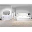 Best Master France 5-Piece Faux Leather Queen Bedroom Set in White Lacquer