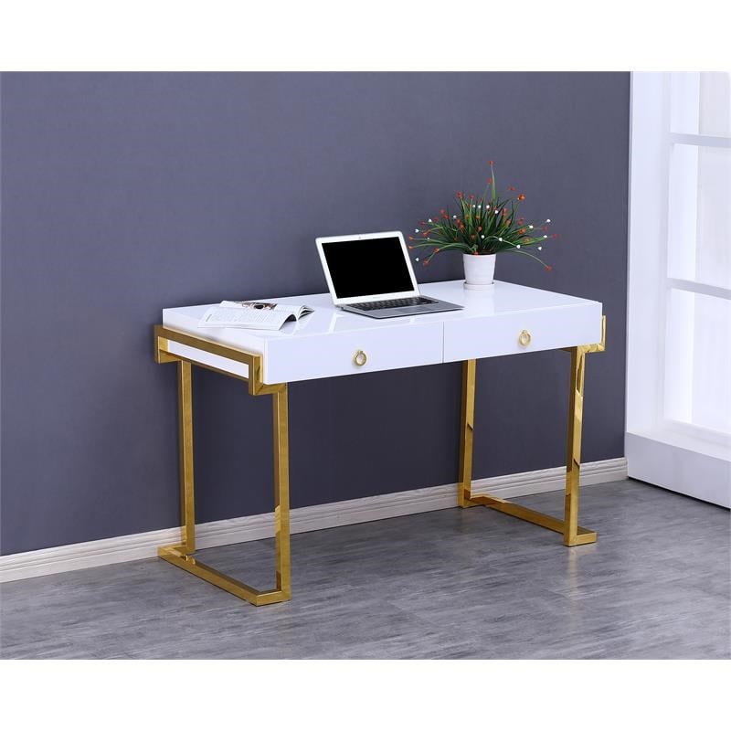 Best Master Juneau Modern 2-Drawer Engineered Wood Computer Desk in Gold