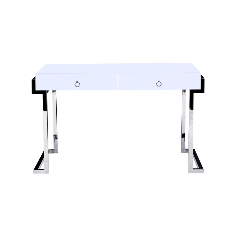 Best Master Juneau Modern 2-Drawer Engineered Wood Computer Desk in Silver