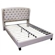Best Master Frances Solid Wood/Fabric Upholstery Queen Platform Bed - Beige
