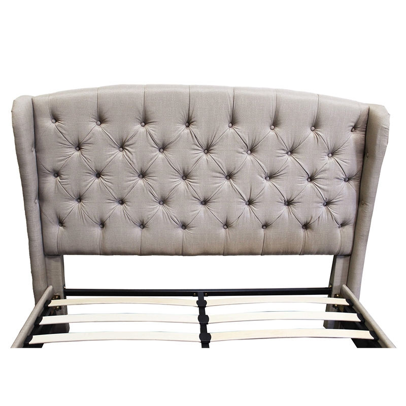 Best Master Frances Solid Wood/Fabric Upholstery Queen Platform Bed - Beige