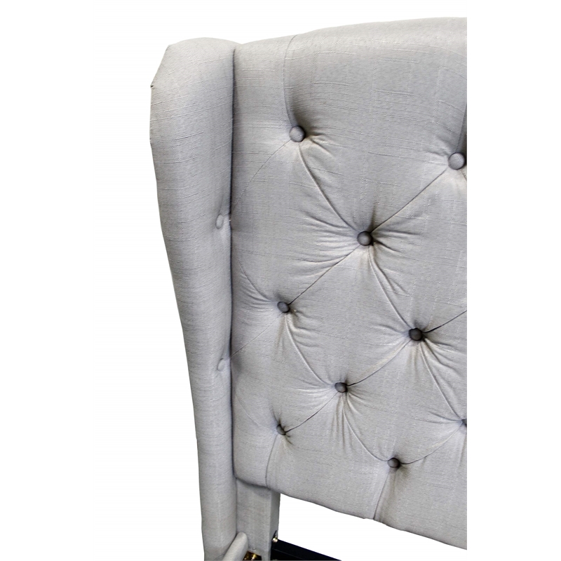 Best Master Frances Solid Wood/Fabric Upholstery Queen Platform Bed in Gray