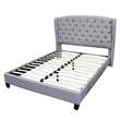Best Master Frances Solid Wood/Fabric Upholstery Queen Platform Bed in Gray