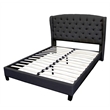 Best Master Frances Solid Wood/Fabric Upholstery Queen Platform Bed in Black