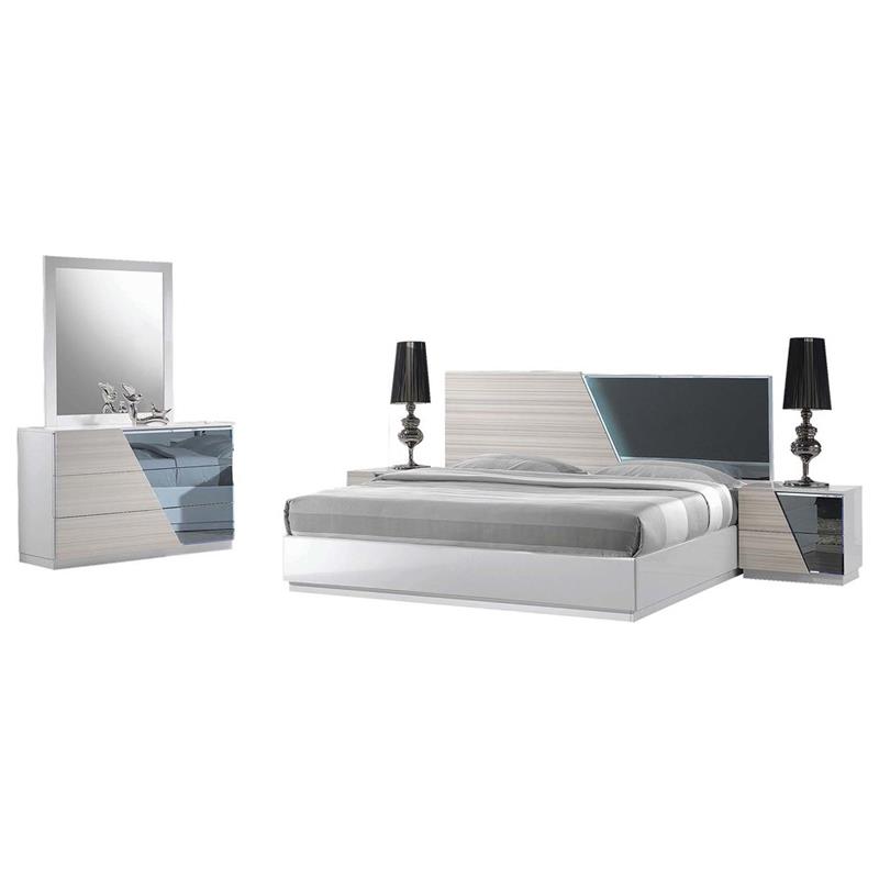 Cal King Bedroom Set In Zebra White, Cal King Bedroom Furniture Sets White