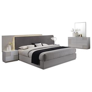 best master naple 5-piece poplar wood platform bedroom set gray/silver