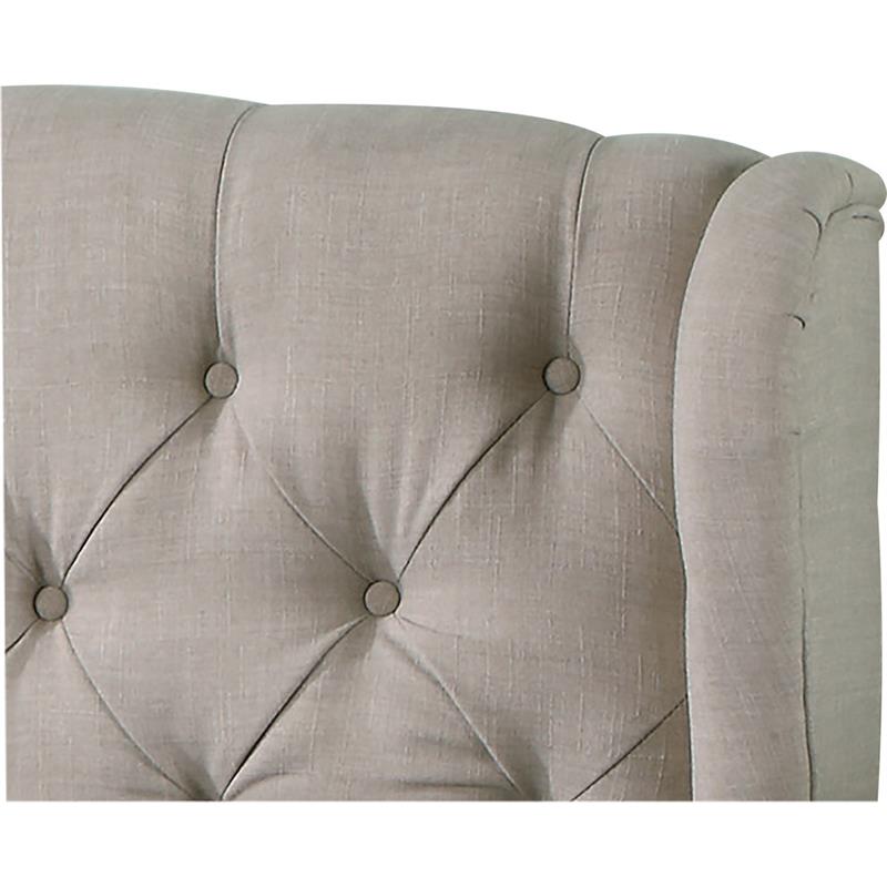 Best Master Frances Solid Wood/Fabric Upholstery Cal King Platform Bed - Beige