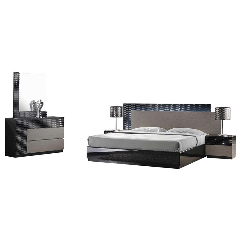 Best Master Romania 5-Piece Engineered Wood East King Bedroom Set - Black/ Zebra