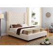 Best Master Jamie Velvet Upholstered Tower High Profile Queen Bed in Cream
