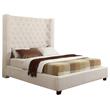 Best Master Jamie Velvet Upholstered Tower High Profile Queen Bed in Cream