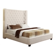 Best Master Jamie Velvet Upholstered Tower High Profile East King Bed in Cream