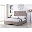 Best Master Kressa Velour Fabric Tufted Queen Platform Bed in Light Gray