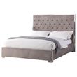 Best Master Kressa Velour Fabric Tufted Queen Platform Bed in Light Gray